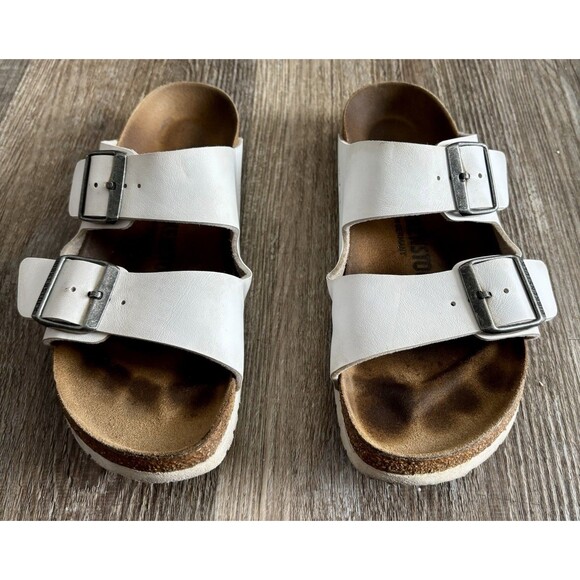 Birkenstock Arizona Birko-Flor White Slip On Sandal Size 37 Womens  US Size 6 - Picture 2 of 7